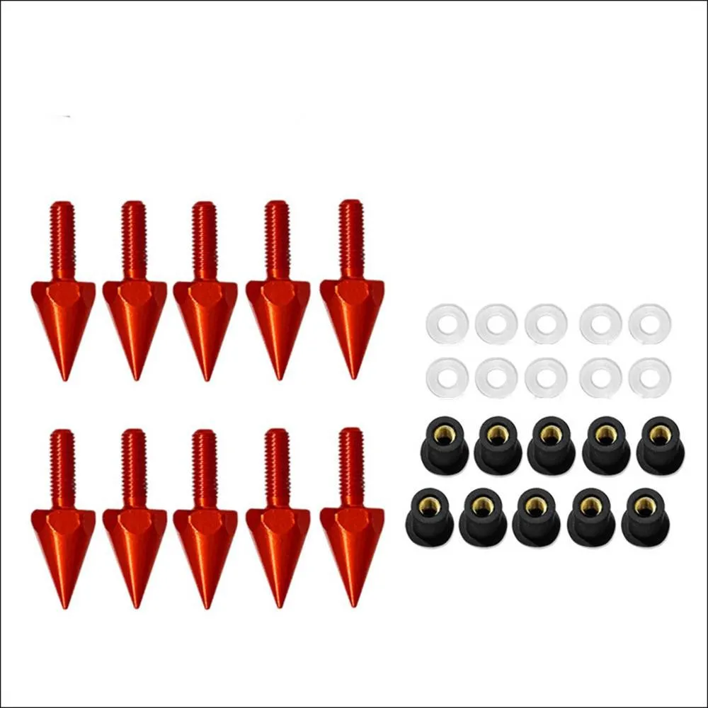 Aluminum M5 5mm Spike Bolts for Motorcycle Windscreens 10pcs Red Bolts Suitable for Various Models Including and