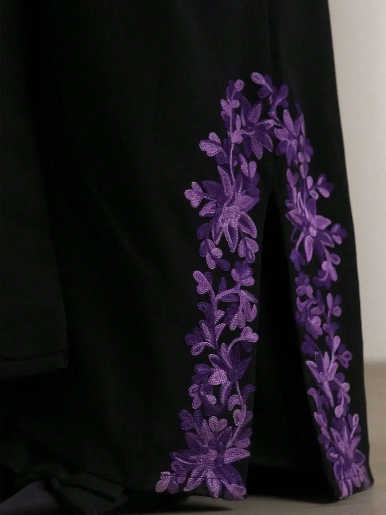 ผู้หญิงหลวมเย็บปักถักร้อย Abaya แขนยาวเปิดด้านหน้า Abayas ตะวันออกกลางอาหรับ Kaftan Maxi Jilbabs ไม่มี Hijab