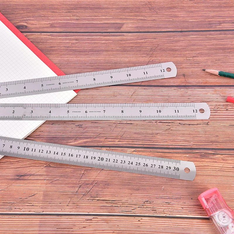 1 قطعة 30 سنتيمتر الفولاذ المقاوم للصدأ مسطرة مستقيمة مكتب القرطاسية قياس الإمدادات