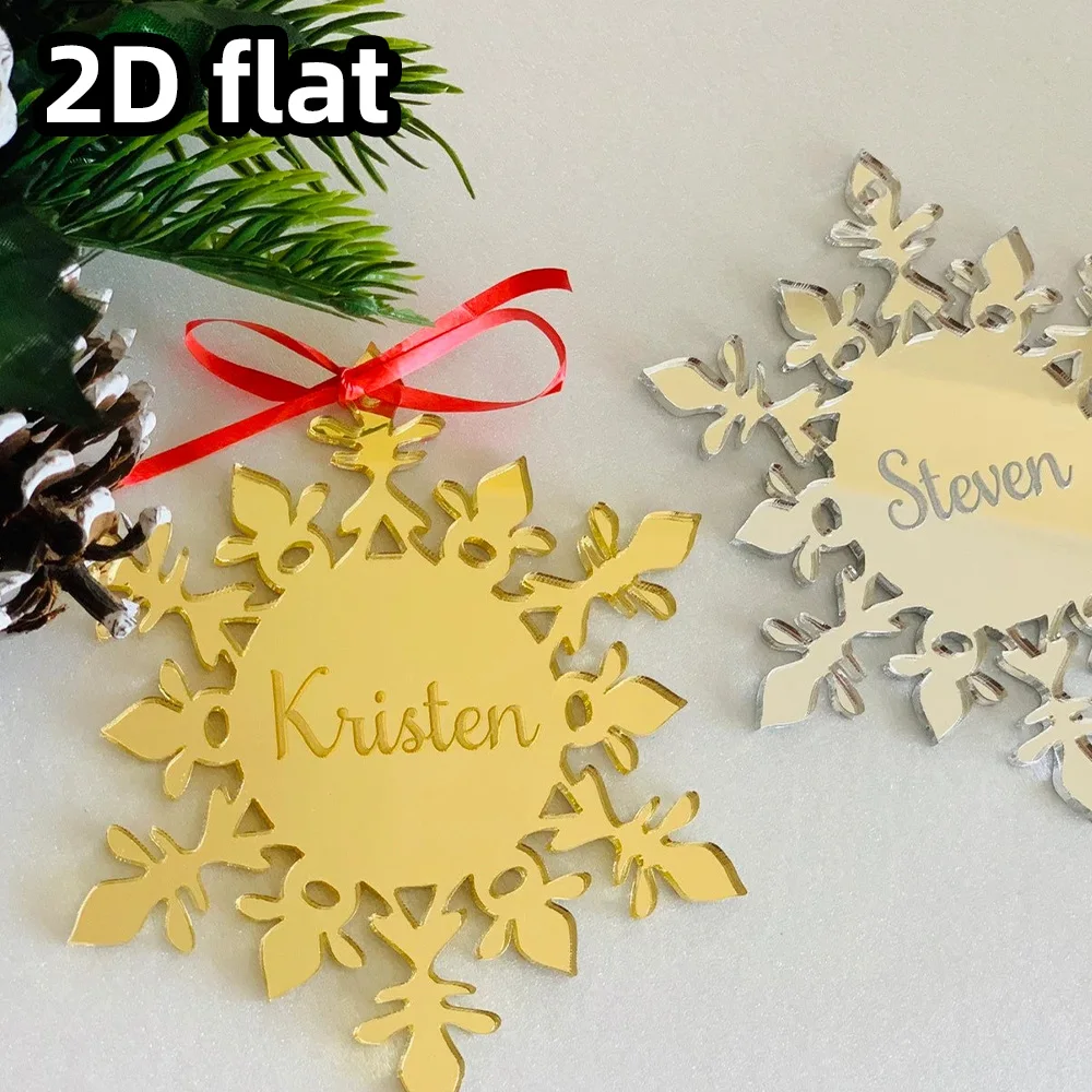 زخرفة ندفة الثلج الأكريليك المخصصة |   مرآة كريستال شكل الديكور |   اسم محفور شخصي معلق |   هدية فريدة من نوعها للعطلات