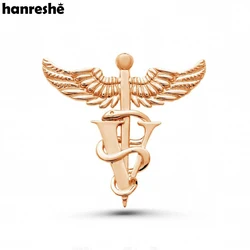 Hanreshe Medical Caduceus Veterinary Brooch Pins Snake Stick Wings Lapel Backpack Badge Pin Jewelry Gift for Doctors Nurses