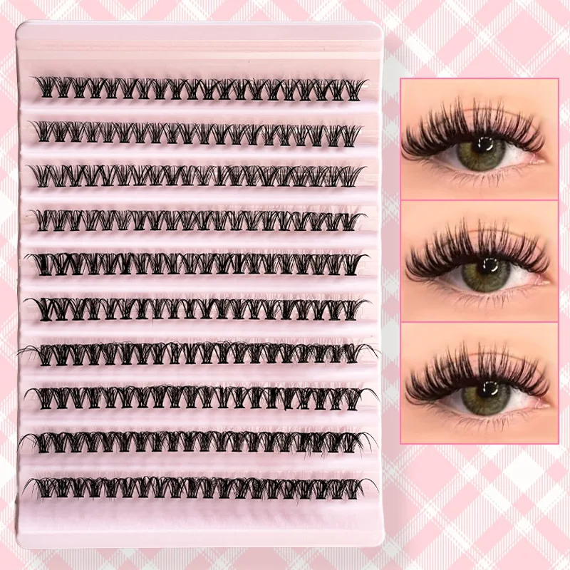 Einzelne Wimpern, Wimpernbüschel, 8–16 mm, 200 Stück, Cluster-Wimpern, natürliches Aussehen, gemischtes Tablett, DIY-Wimpernverlängerung, Volumen-Wimperncluster