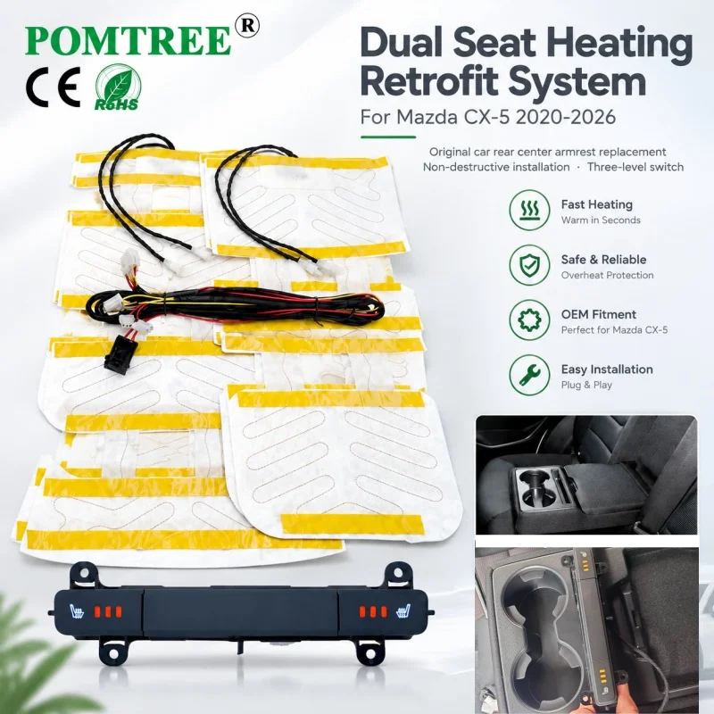 Built-in Car Dual Seats Heating System Kit For Mazda CX-5 2020-2026,With Dedicated Switch And Heating Pads,Fit Rear Dual Seats