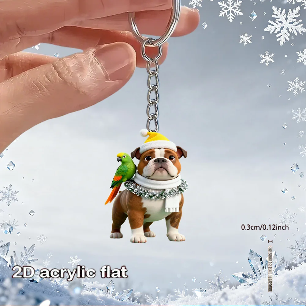 5sets French Bulldog Keychains Including 2D Acrylic Pendant & Thank You Cards & Gift Yarn Bags Charms Party Decorations Freebie