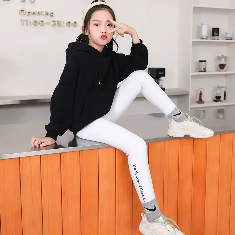 High Waist Children Winter Pants for Girls Leggings Teen Girls 2 To 14Y Thick Fleece Warm Pants Kids Skinny Trousers Waterproof