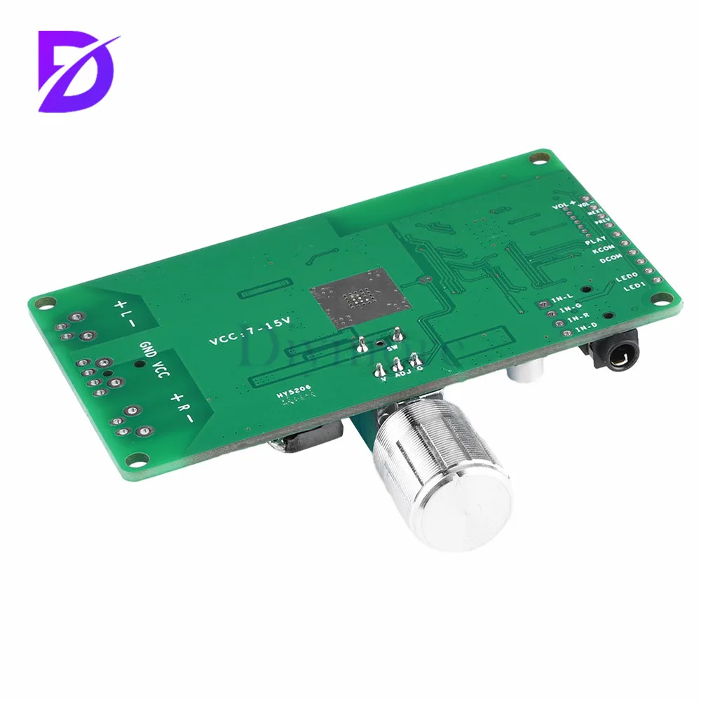 DC7-15V EQ Bluetooth 5.1 Qualcomm QCC3034 amplifier module knob adjustment no call with AUX 2x10W/20W