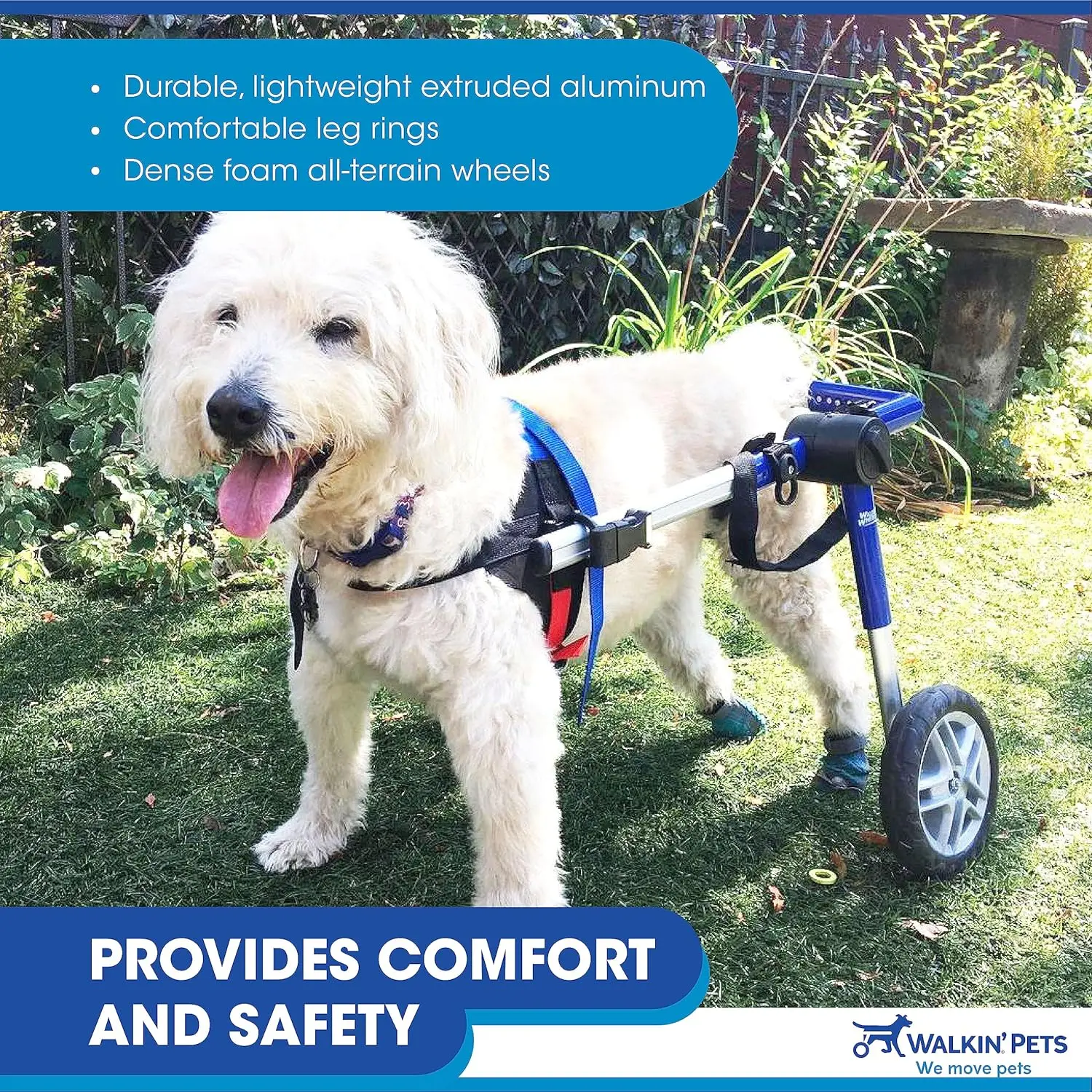 

Walkin' Wheels Dog Wheelchair - for Medium Dogs 26-49 lbs - Veterinarian Approved - Dog Wheelchair for Back Legs