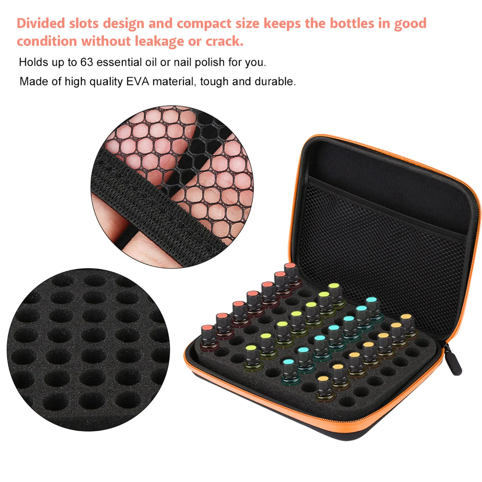 63 Slots Portable Aromatherapy Essential Oil Storage Bag Case Box Essential Oil Storage Bag Essential Oil Storage Case