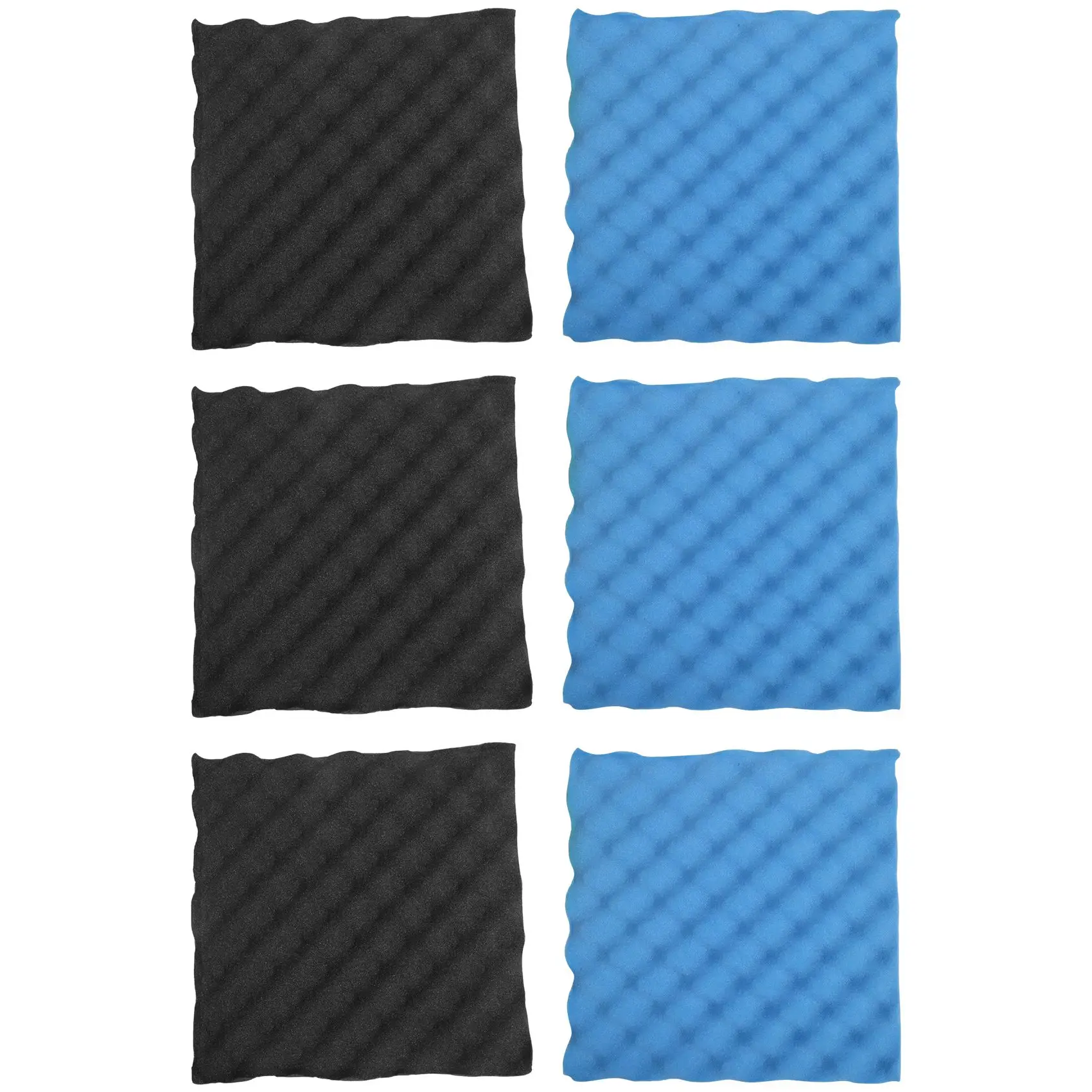 ABYM 6 Pack Black + Blue / Charcoal Egg Crate Foam Acoustic Tiles Soundproofing Foam Panels Sound Insulation Soundproof Foam Pad