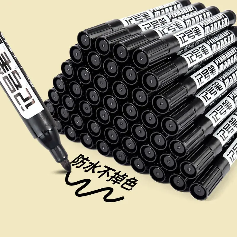 

10pcs Permanent Paint Marker Pen Oily Waterproof Black Pen for Tyre Markers Quick Drying Signature Pen Stationery Supplies