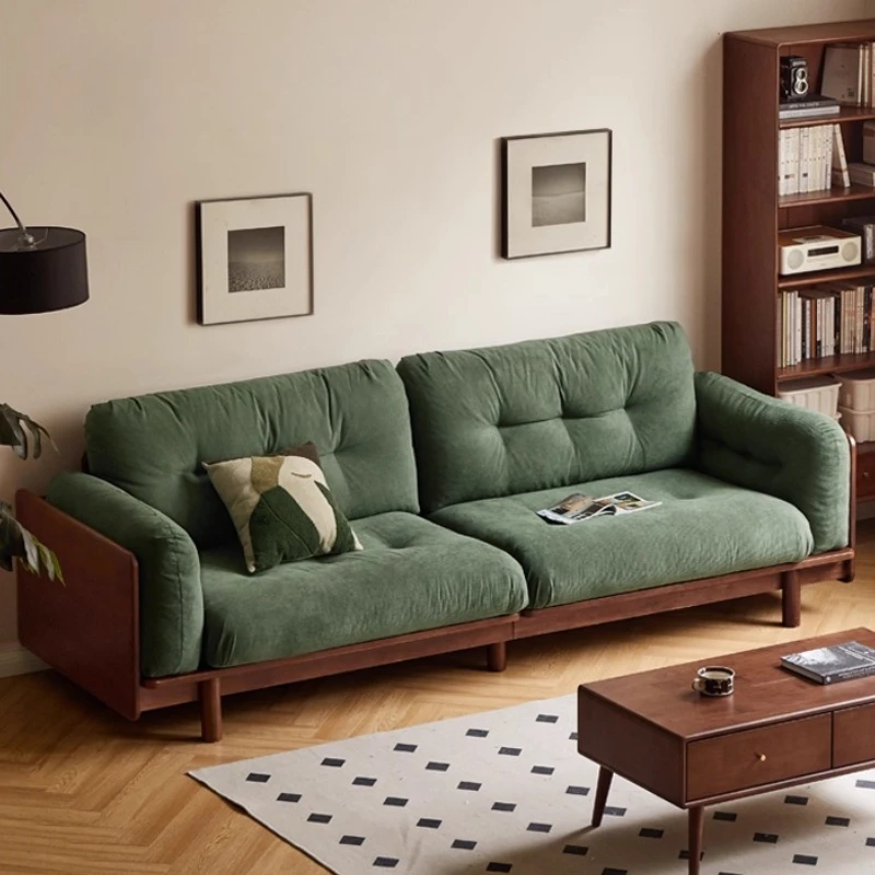 

Solid Wood Three Person Sofa Nordic Corduroy Fabric Living Room Sofas Couch Convertible Sofa Compressed Armchair Home Furniture