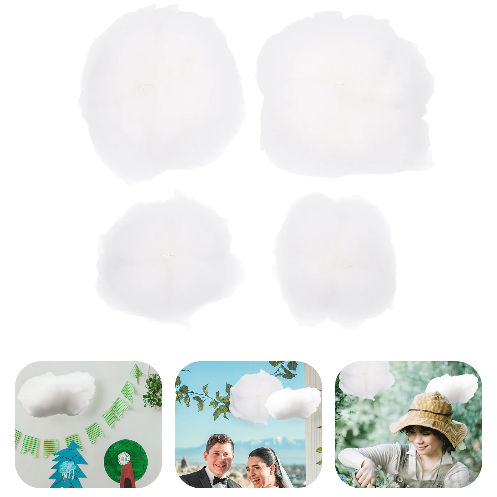 

4Pcs Cloud Hanging Ornament White Lovely Color DIY Pendant Baby Shower Nursery Decor Cloud Hanging Ornament