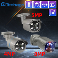 Techage 8MP 5MP 4MP 4K POE IP Camera HD Outdoor Waterproof Security Camera Color Night Vision Face Recognition for Surveillance
