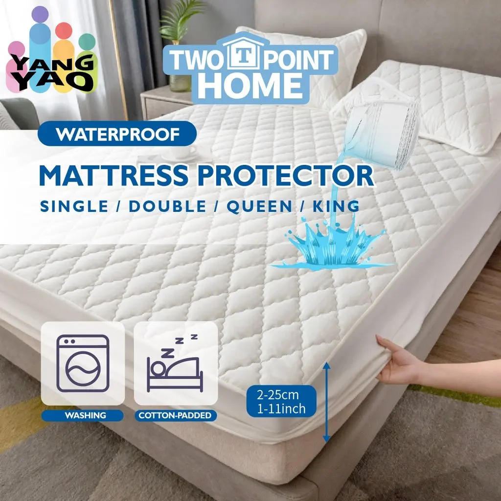 

100% Waterproof Mattress Cover Quilted Cotton Mattress Pad Fitted Bed Sheet Mattress Protector