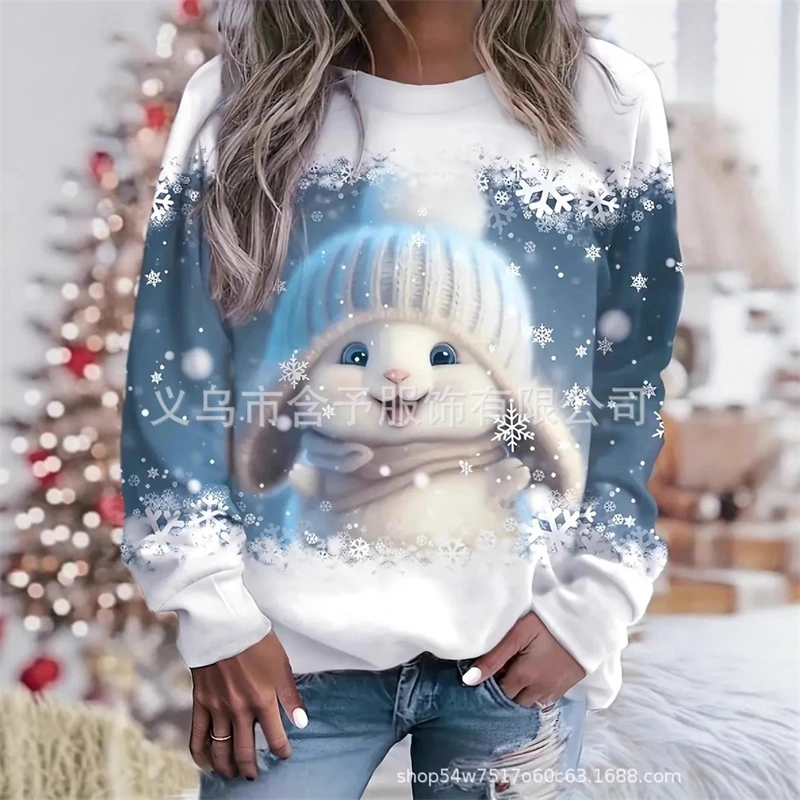 

Толстовка с круглым вырезом и длинными рукавами с 3D принтом для женщин и пар, одинаковый уютный рождественский пуловер для праздничной вечеринки, домашний подарок