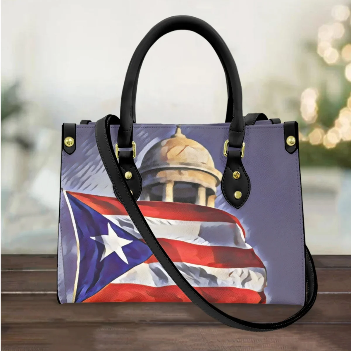 Puerto Rico Flag Print Women Handbags Large Capacity Top Handle Casual Shoulder Bag Retro Shopping Underarm Bag Coin Purse New