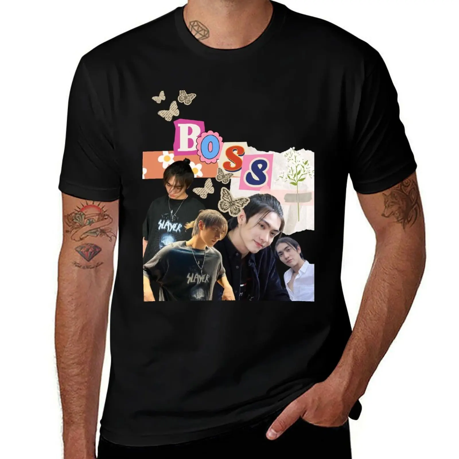 Camiseta BL Thai actor Boss con adornos de peso pesado animal prinfor ropa para niños camisetas para hombres