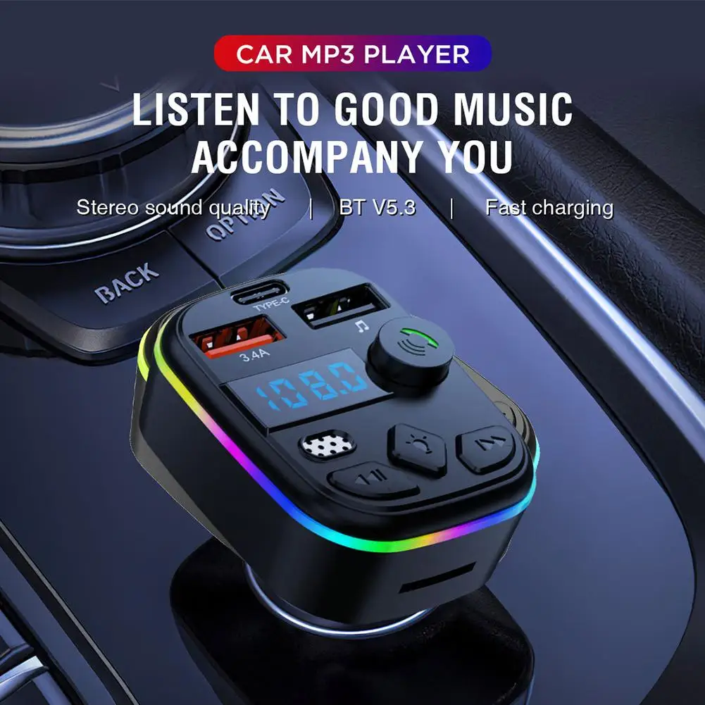 Fm Transmitter Support Tf Card U Disk Car Mp3 Player Dual C Hands Charger Car Cell Wireless Charging Car Free Type Usb Phon R0d0