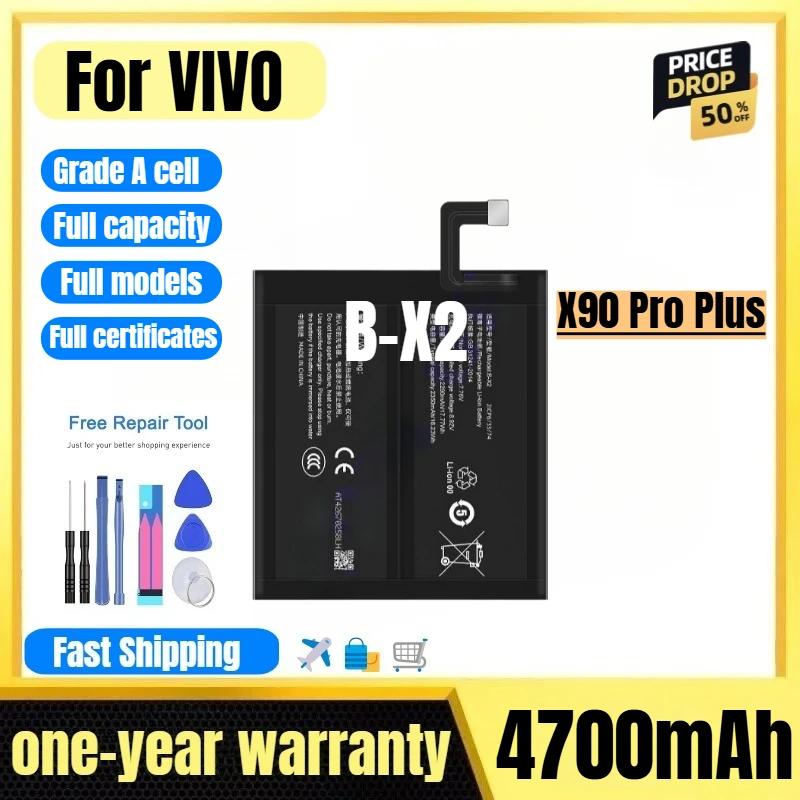 

B-X2 for VIVO X90 Pro Plus Mobile Phone Battery 0 Cycle High Quality High Capacity Replacement Bateria Grade A Cell with Tools