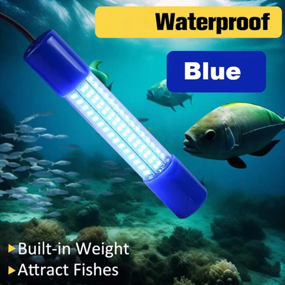 

180 Beads Underwater Fishing Light 30W Portable Lures Finder Lamp Waterproof Plastic Submersible Boat Lamp Night