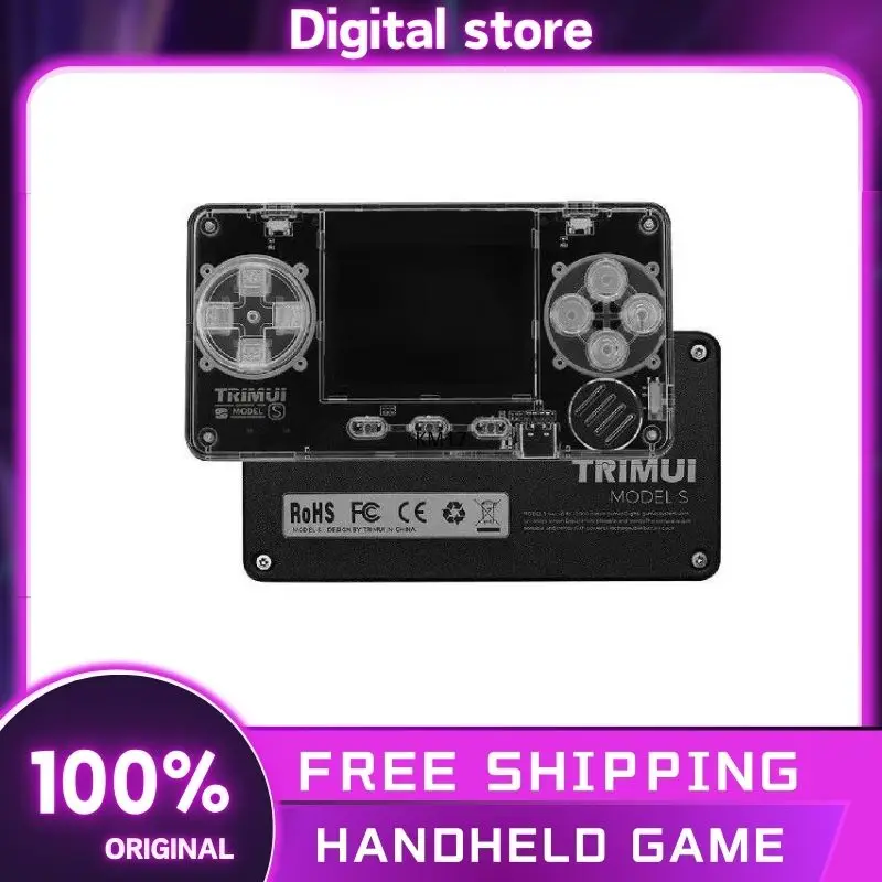 Trimui Model S Handheld Game Machine Mini Machine Transparent Body Extremely 2 Inch Ips Screen Compact Nostalgic Handheld Card