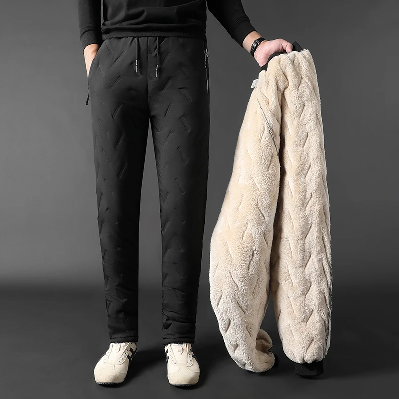 Men's Winter Pants Outside Warm Joggers Thicken Men Sweatpants Heavyweight Streetwear Fleece Trousers Men Pant