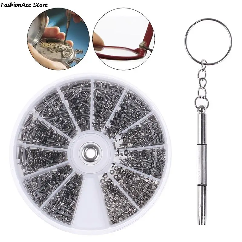 

600Pcs Screws Nuts Repair Kits 12 Kinds Stainless Steel Tiny Hex Assortment Kit + Screwdriver For Glasses Sunglass Watch
