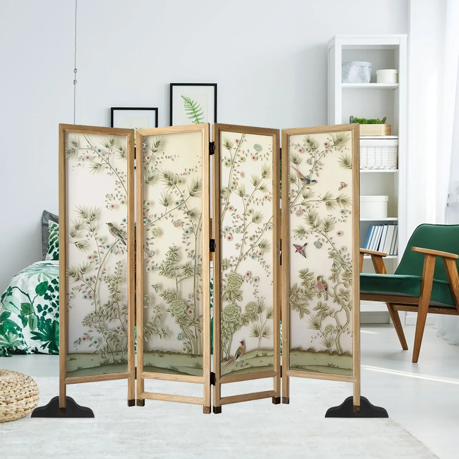 

2Pcs Room Divider Stand Feet Stable Base for Folding Screens and Partition Panels Smooth Holder Versatile Support for Home