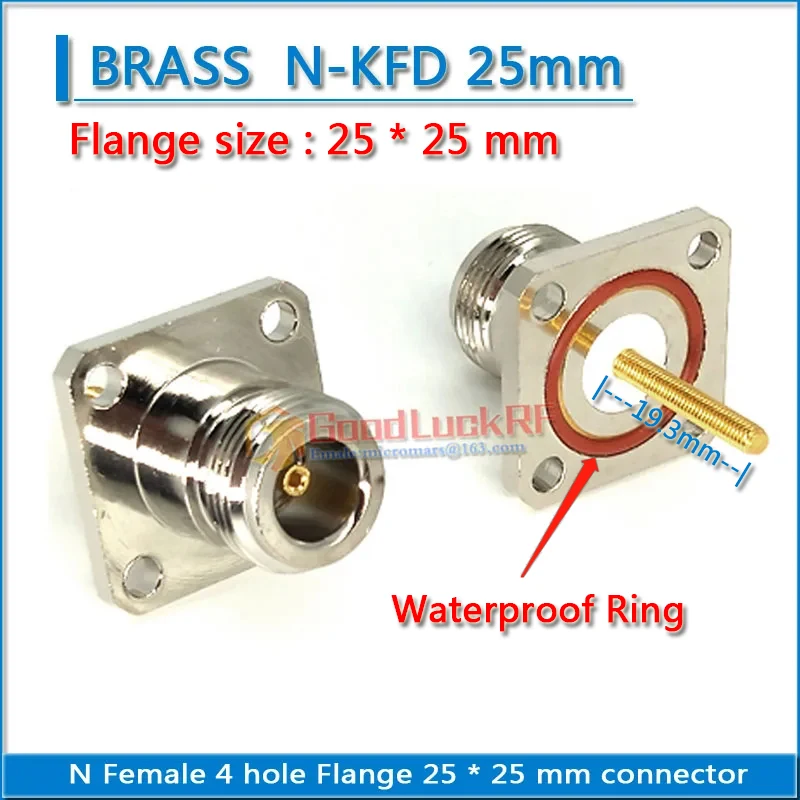 L16 N Female With 4 Hole Flange lengther Panel Chassis Mount 25 * 25mm needle length 36.5mm Copper RF Connector Coaxial Adapters