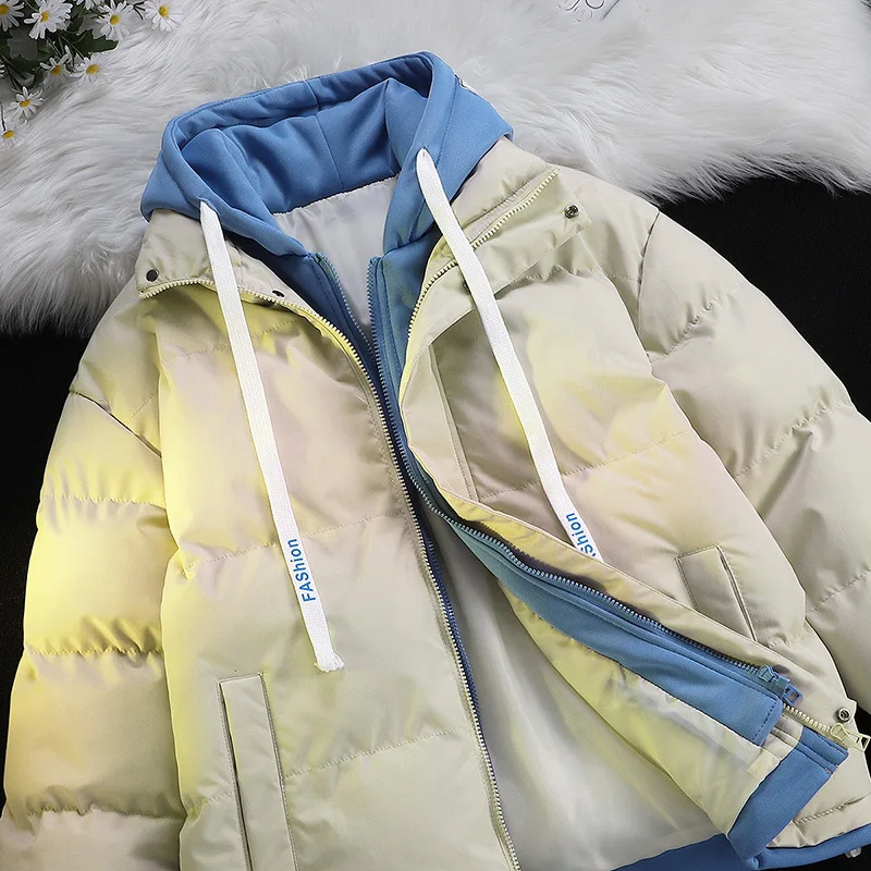 

Korean Couple Loose Fit Cotton Jacket Autumn Winter New Lamb Velvet Hooded Coat Splicing Design Versatile Unisex Outerwear