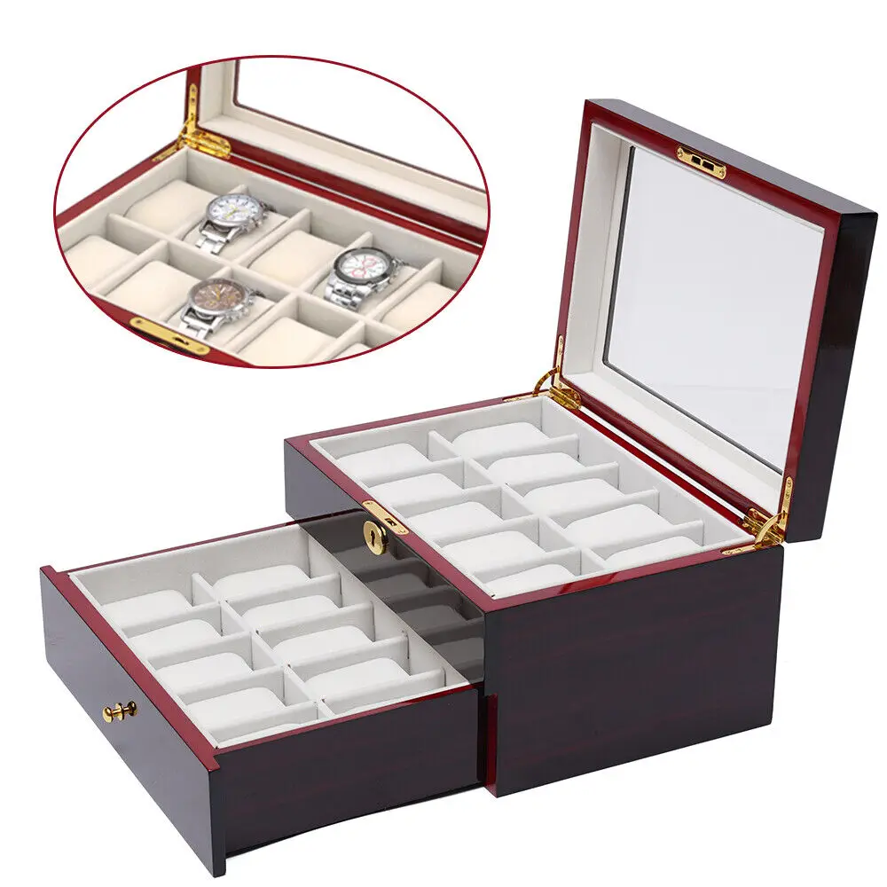 20 Slot Watch Case Jewelry Watch Storage Box Wooden Watch Organizer Drawer Display Display Box