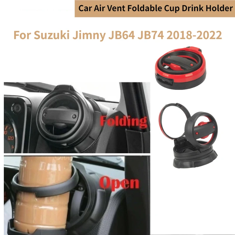 

For Suzuki Jimny JB64 JB74 2018-2022 Water Cup Holder Car Air-Vent Foldable Cup Drink Holder Plastic Black Car Accessories