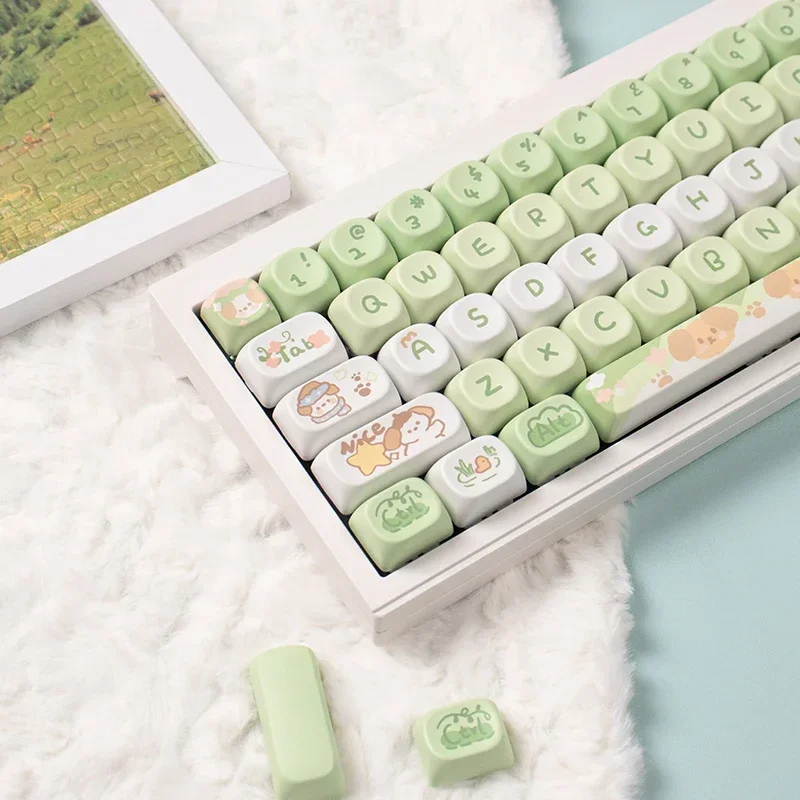 

MOA Matcha Puppy Mechanical Keyboard Keycap PBT Hot Sublimation Round 96 Key Adaptation 61/64/68/75/87