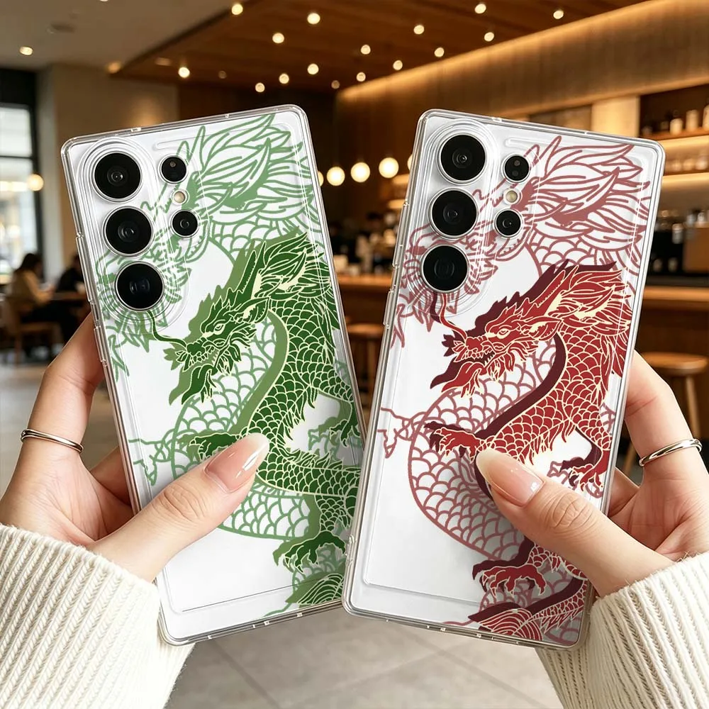 Luxury East Dragon Pattern For Samsung Galaxy S26 S25 S24 S23 S22 S21 S20 Note 20 Ultra Plus FE A73 A52 A51 A23 A22 Phone Case