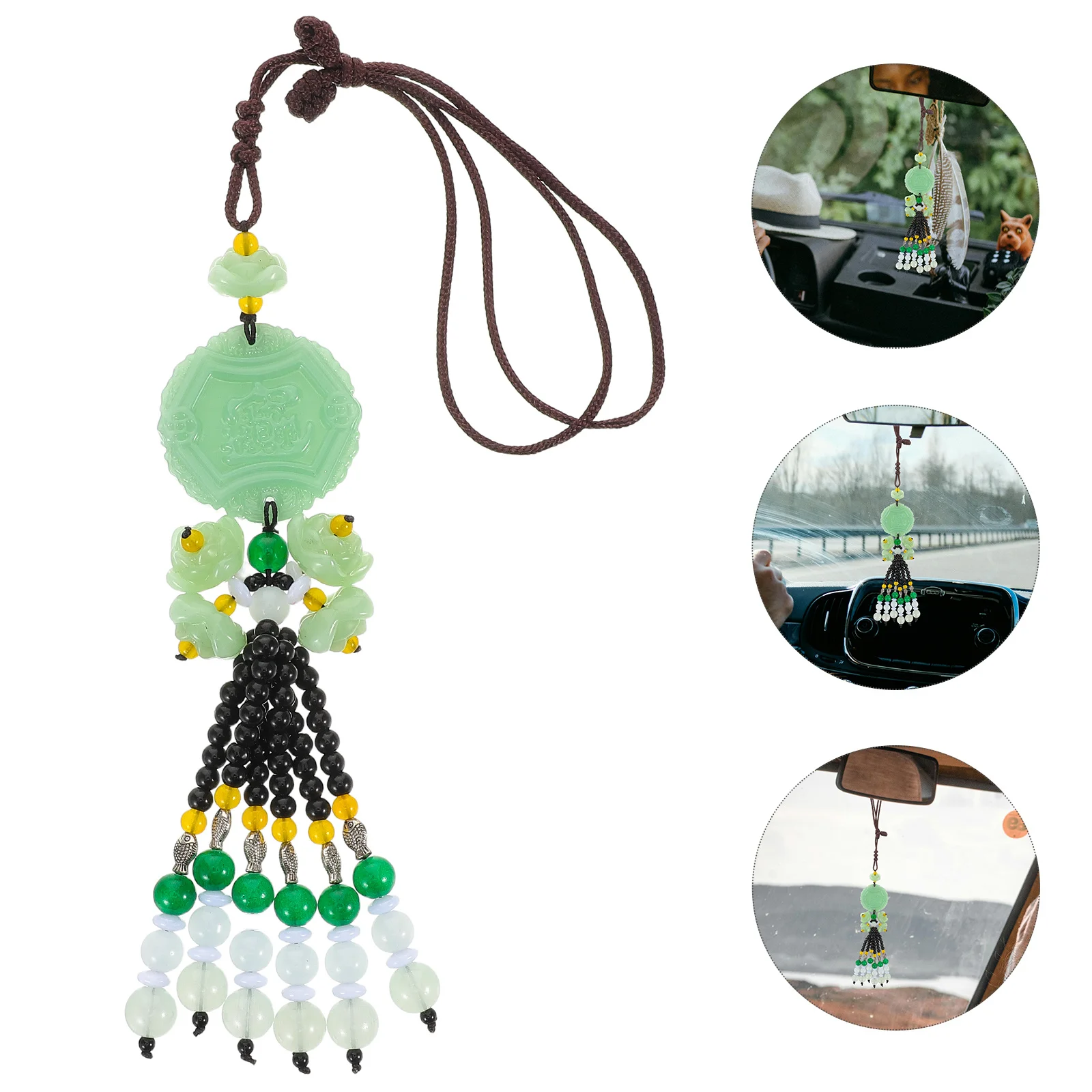 

Creative Car Hanging Ornament Chinese Traditional Style Artificial Crystal Tassel Pendant For Luck Safety Car Interior Decor