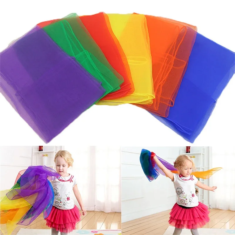 5/10Pcs Candy Colors Practical Gymnastics Scarves For Outdoor Game Toys Dancing Juggling Towels Sports Handkerchief Dance Gauze