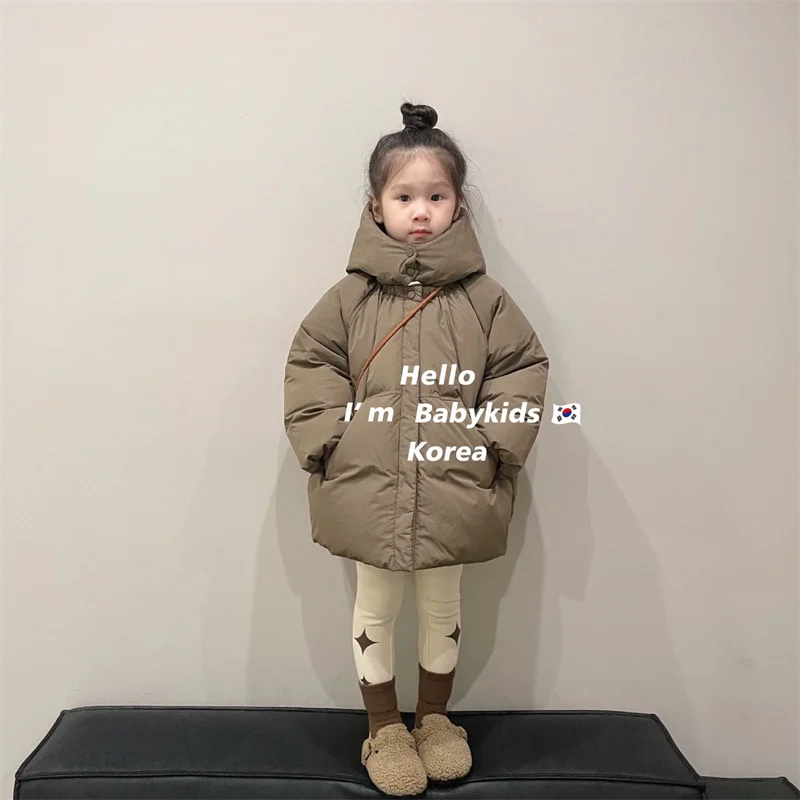 Girls Down Coat Jacket Cotton Windbreak Snowsuit 2024 Khaki Warm Thicken Winter Parka Outerwear Children\'s Clothing