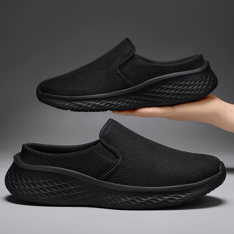 

Мужские повседневные слипоны с широким носком, кроссовки из трикотажной сетки для бега, модные спортивные туфли на толстой подошве для активного отдыха ﻿