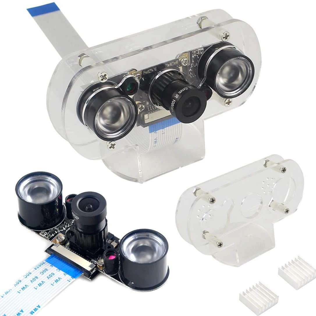 A92Z 5MP Camera Module For Raspberry Pi 4B/3B+/3B/2B Infrared Night Vision 1080P Camera With Holder Case