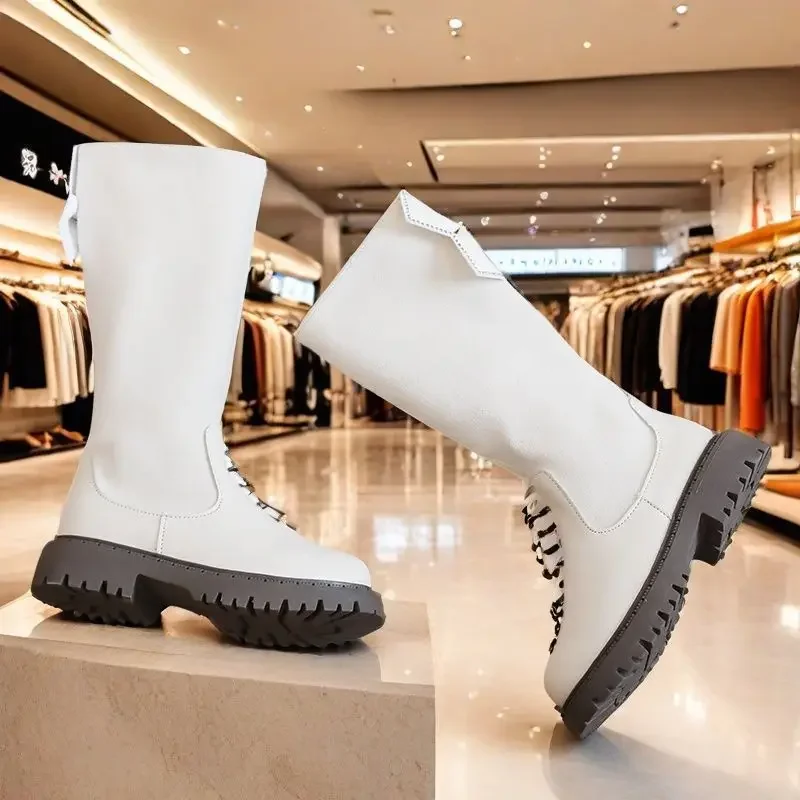

Children High Boots for Girls 2025 Autumn Winter New Fashion Korean Style Soft Bottom Anti-slippery Versatile Princess Pu Shoes