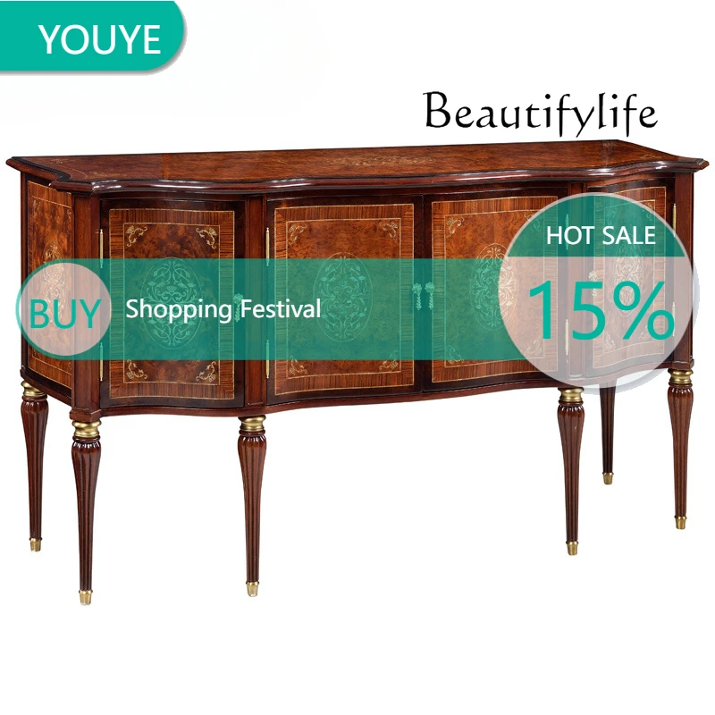 

British Display Cabinet European Solid Wood Porch Cabinet Four-door Household Foyer Villa Dining Side Cabinet Spot X