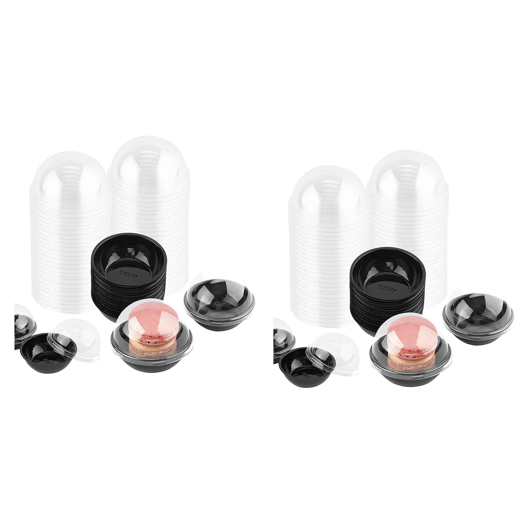 A98E-100 Pack Clear Plastic Mini Cupcake Container, Individual Packaging Treat Boxes With Dome Lids For Mini Muffin Macaron