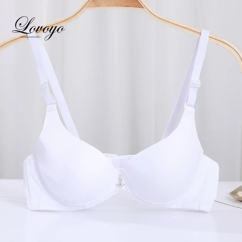 Sexy Women Cotton Gathered Bra Deep V Underwire Ladied Brassiere Push Up Lingerie Solid Bras Backless Intimate Underwear