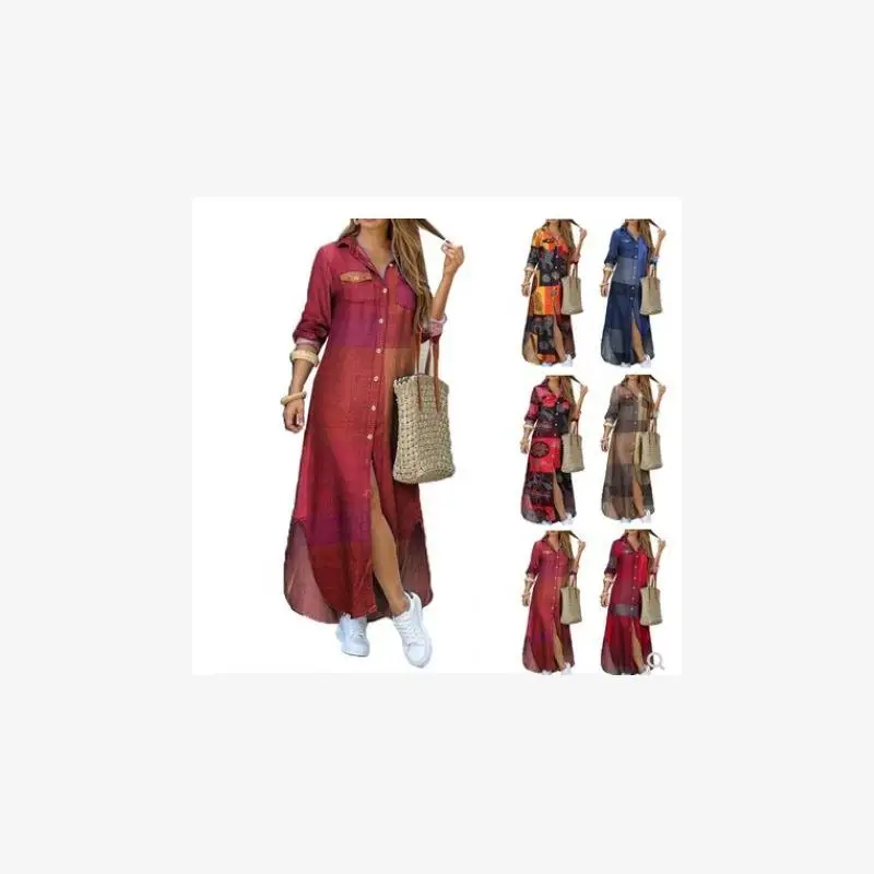 تنورة طويلة للخريف دكتور نسائي مقاس كبير irt Sle على شكل حرف a دكتور مطبوع عليه زهور خصر فضفاض طويل Sve مناسب للتنقل دكتور