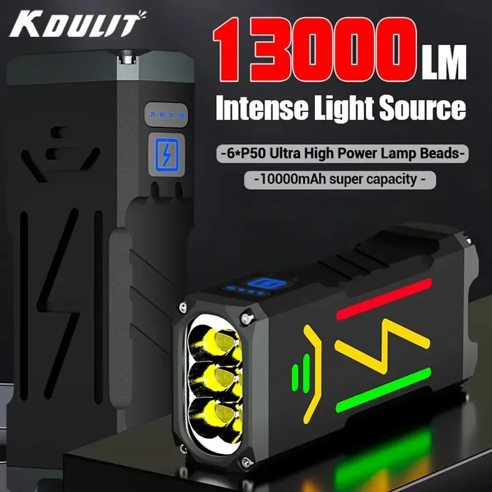 

120W High Brightness LED Flashlight Aluminum Alloy Advanced Flashlight Torch Built-in 10000MaH Power Bank High Power Led Torch