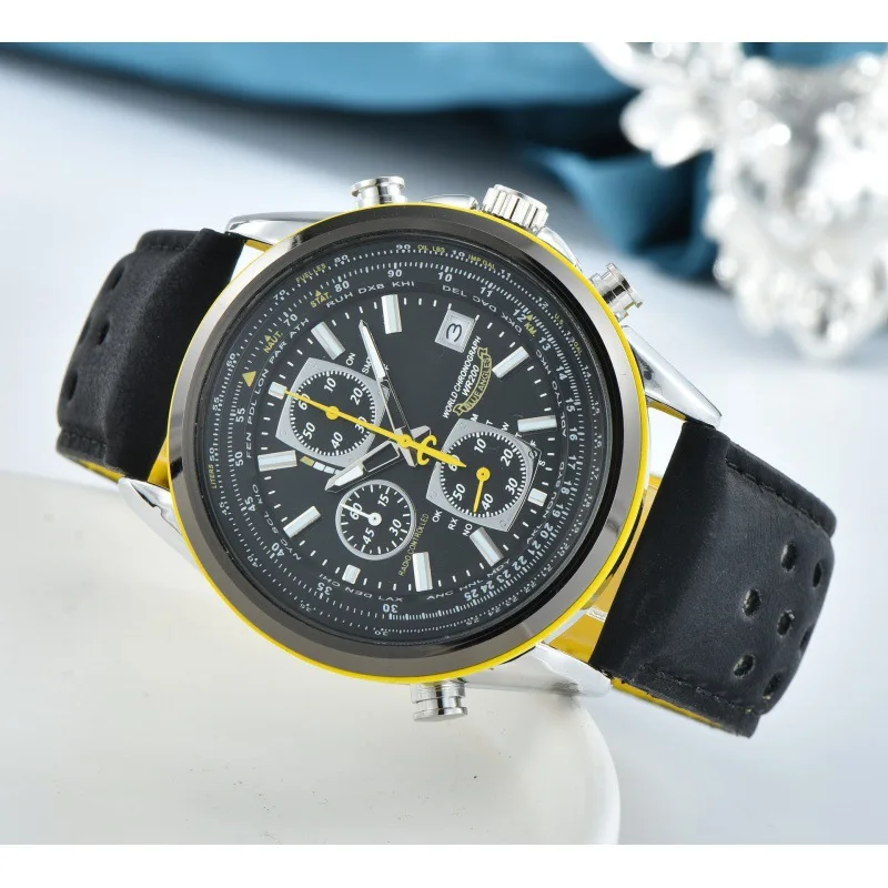 Tres ojos y seis agujas cinturón de negocios para hombres Hot Blue Angel West IroncPopular AliExpress cronógrafo reloj función completa