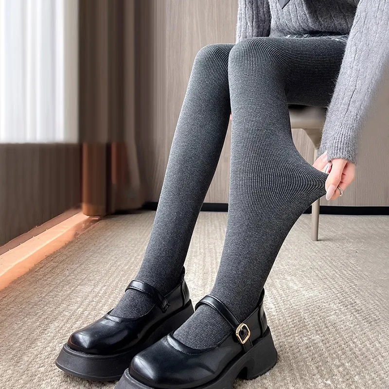 Threaded Leggings Women Outerwear Autumn Winter Thick Fleece Warm Pants Sexy Women Stocks Gothic Stockings Warm Tights Pantyhose