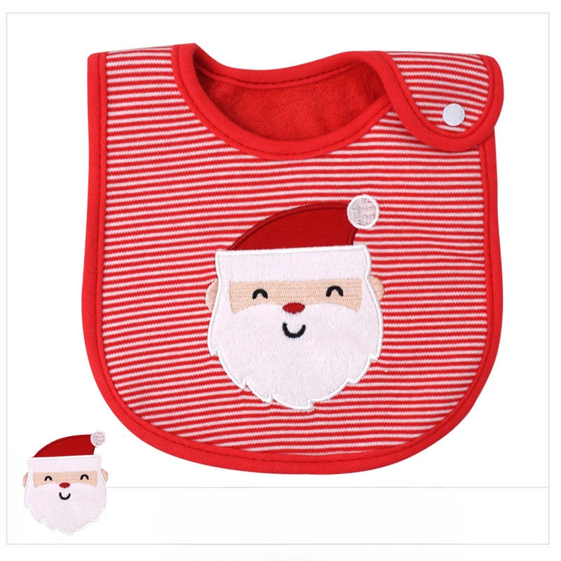 Christmas Style Baby Bibs Round Neck Waterproof Burp Cloths Santa Elk Christmas Tree Pattern Infant Saliva Towel Xmas Kids Gift