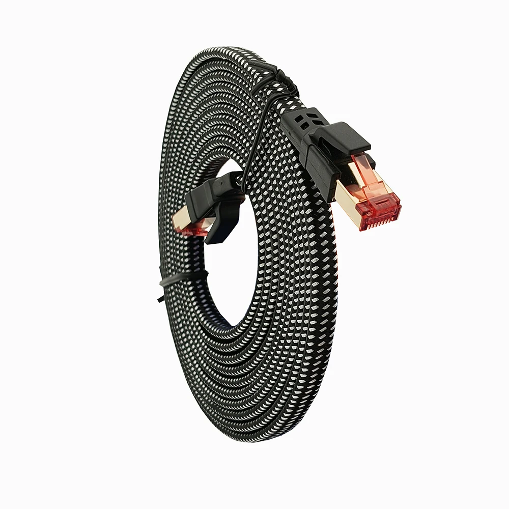 

1M/2M/3M RJ45 Cable CAT8 patch pord SFTP flat wire braided network cable 40G