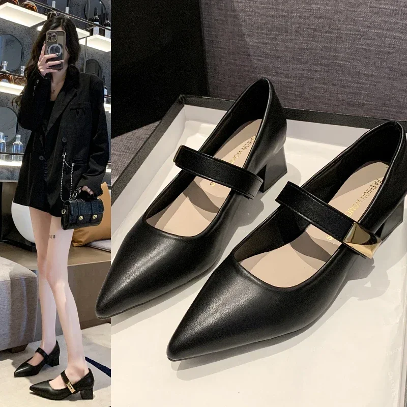 Solid Square Toe Rubber Pumps for Women 2024 New Fashion Summer Med Heel Ladies Shoes Casual Shallow Square Heel Pumps Zapatos